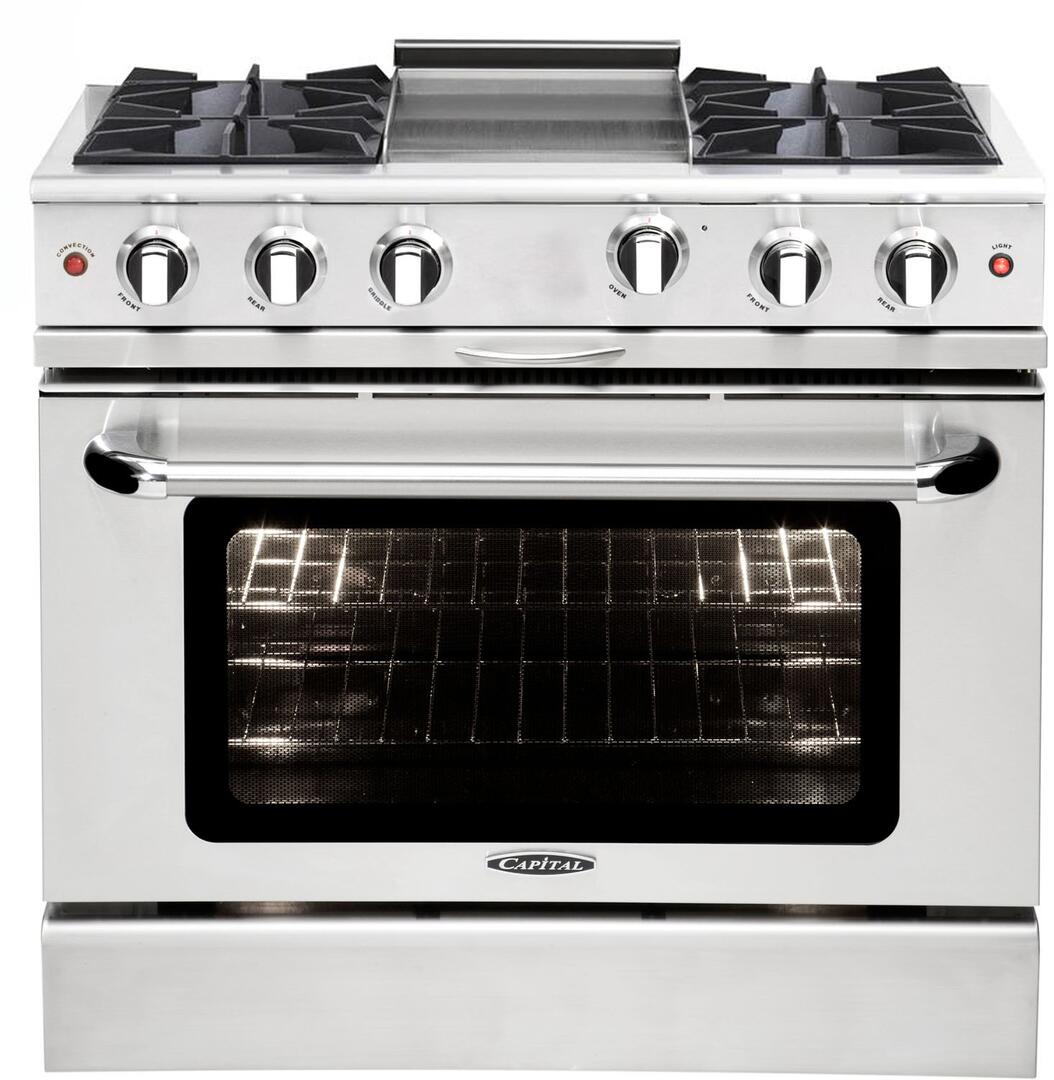 Capital Culinarian Series 36" Freestanding All Gas Range with 6 Open Burners 4.9 cu. ft. Oven in Stainless Steel (MCOR366N) Ranges Capital Natural Gas 4 Open Burners and Griddle 