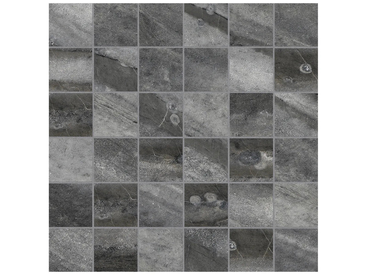 Anatolia Tile 2X2 Evolution Carbon Matte 36 Piece Porcelain Mosaics. 1 Sheet = .96 Sq. Ft. 4501-0092-0 (69-208) Carbon 2x2 - premium natural stone mosaic tile from Anatolia Tile, available at PoshHaus showroom in Keene, NH