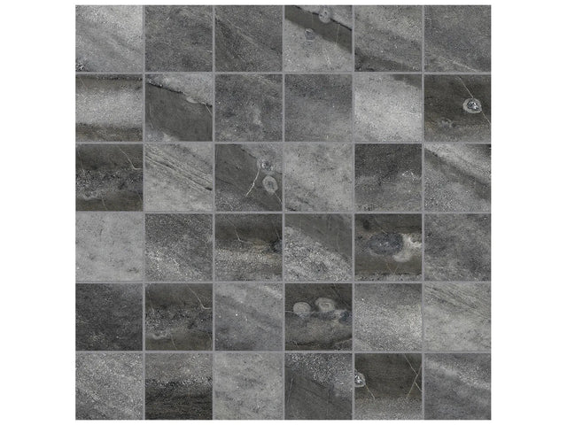 Anatolia Tile 2X2 Evolution Carbon Matte 36 Piece Porcelain Mosaics. 1 Sheet = .96 Sq. Ft. 4501-0092-0 (69-208) Carbon 2x2 - premium natural stone mosaic tile from Anatolia Tile, available at PoshHaus showroom in Keene, NH