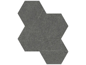 Anatolia Tile 6" Mjork Color Body Porcelain Carbon 4 Piece Mosaic Hexagon 4501-0378-0 1 Sheet = .80 Sq. Ft." Carbon 6" Hexagon - premium natural stone mosaic tile from Anatolia Tile, available at PoshHaus showroom in Keene, NH