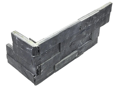 Anatolia Tile 6X18 Assembled Corner Ledger Stone Carbon Split Face Slate Trim 76-369  - premium natural stone mosaic tile from Anatolia Tile, available at PoshHaus showroom in Keene, NH