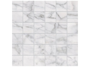 Anatolia Tile 2X2 Classic Matte Carrara 36 Piece Porcelain Mosaics. 1 Sheet = .96 Sq. Ft. 4501-0065-0 (63-365) Carrara 2x2 - premium natural stone mosaic tile from Anatolia Tile, available at PoshHaus showroom in Keene, NH