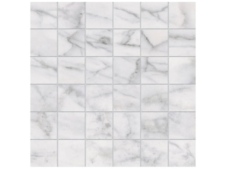 Anatolia Tile 2X2 Classic Matte Carrara 36 Piece Porcelain Mosaics. 1 Sheet = .96 Sq. Ft. 4501-0065-0 (63-365) Carrara 2x2 - premium natural stone mosaic tile from Anatolia Tile, available at PoshHaus showroom in Keene, NH