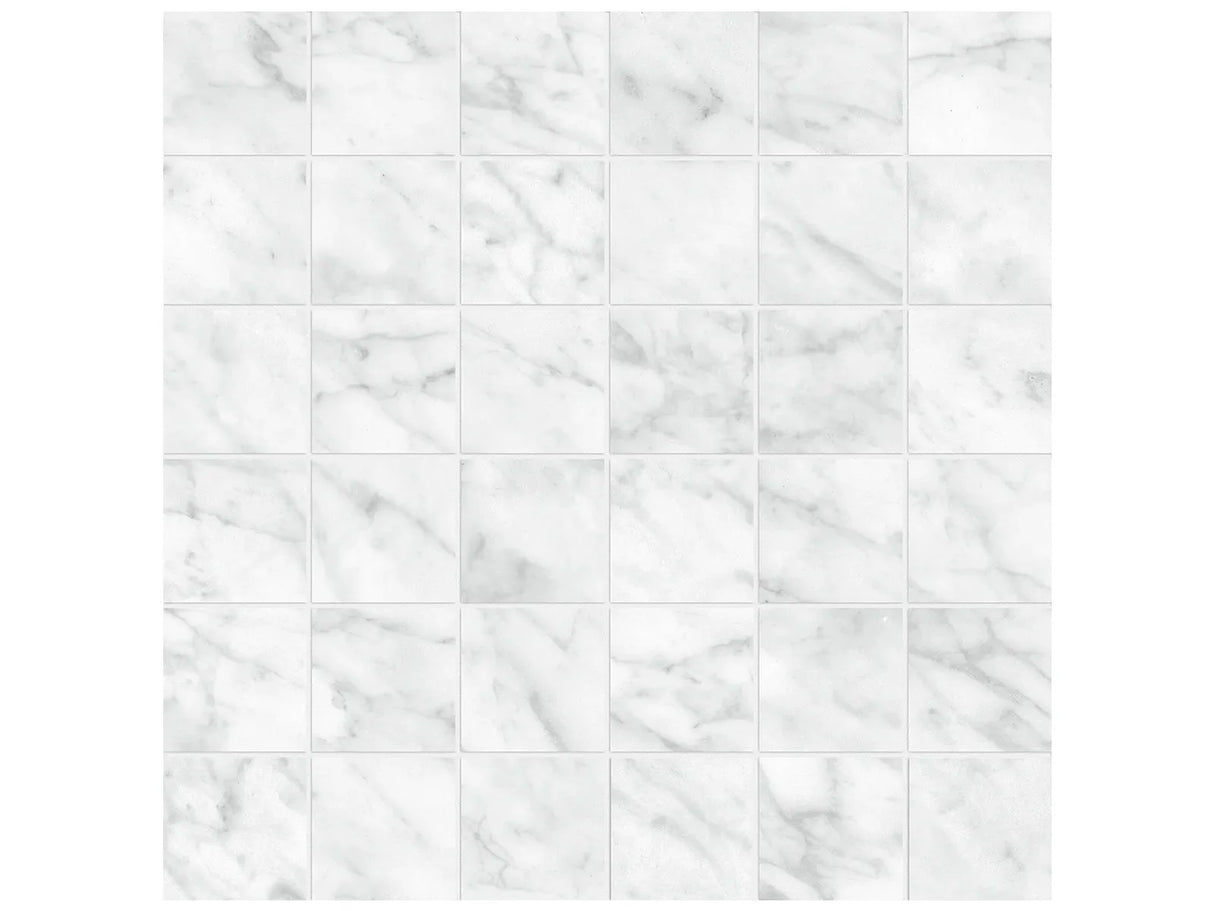 Anatolia Tile 2X2 La Marca Carrara Honed 36 Piece Porcelain Mosaics. 1 Sheet = .96 Sf. 4501-0370-0 (68-471) Carrara Gioia 2x2 Honed - premium natural stone mosaic tile from Anatolia Tile, available at PoshHaus showroom in Keene, NH