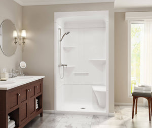 MAAX 105920-SL-000-001 Camelia SHR-4834 Acrylic Alcove Center Drain Three-Piece Shower in White