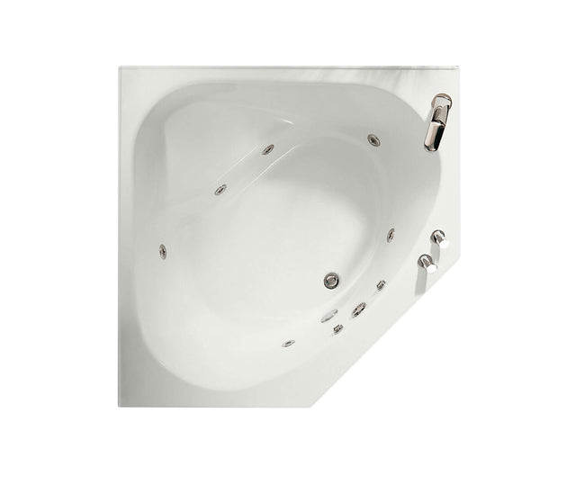 MAAX 100875-003-001-000 Tandem 5454 Acrylic Corner Center Drain Whirlpool Bathtub in White