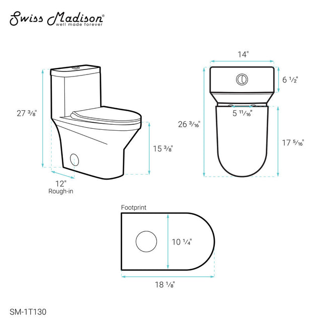 Pierre One-Piece Elongated Toilet Dual-Flush 1.1/1.6 gpf