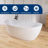New England Home Goods 65" Black Solid Surface Freestanding Bathtub Deep Soaking Tubs