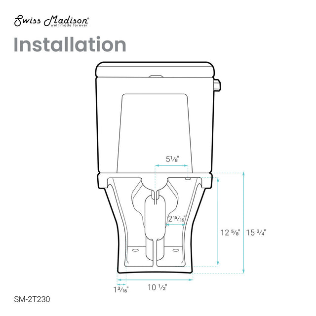 Cache Two-Piece Elongated Toilet Left Side Flush Handle Toilet 1.28 gpf