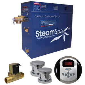 SteamSpa Oasis 12 KW QuickStart Acu-Steam Bath Generator Package with Built-in Auto Drain in Polished Chrome OA1200CH-A