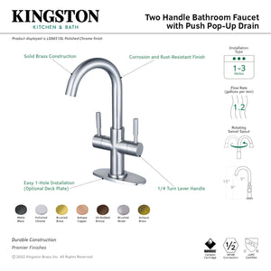 Fauceture LS8450DL Concord Two-Handle Bathroom Faucet with Push Pop-Up, Matte Black