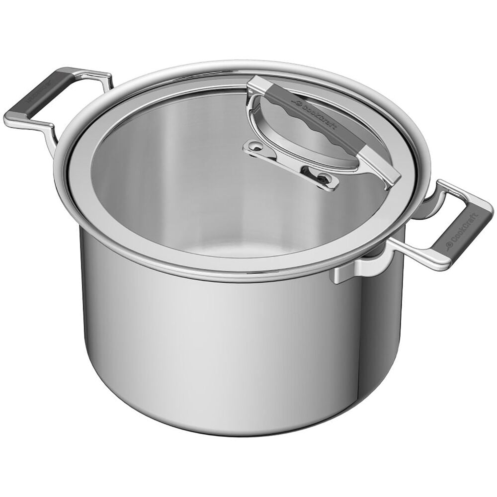 CookCraft CC-5001 Cookcraft 8 Qt Stock Pot with Glass Latch Lid