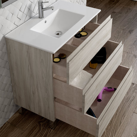 DAX Costa Engineered Wood and Porcelain Basin Single Vanity Cabinet, 36", Pine DAX-COS013612-ONX
