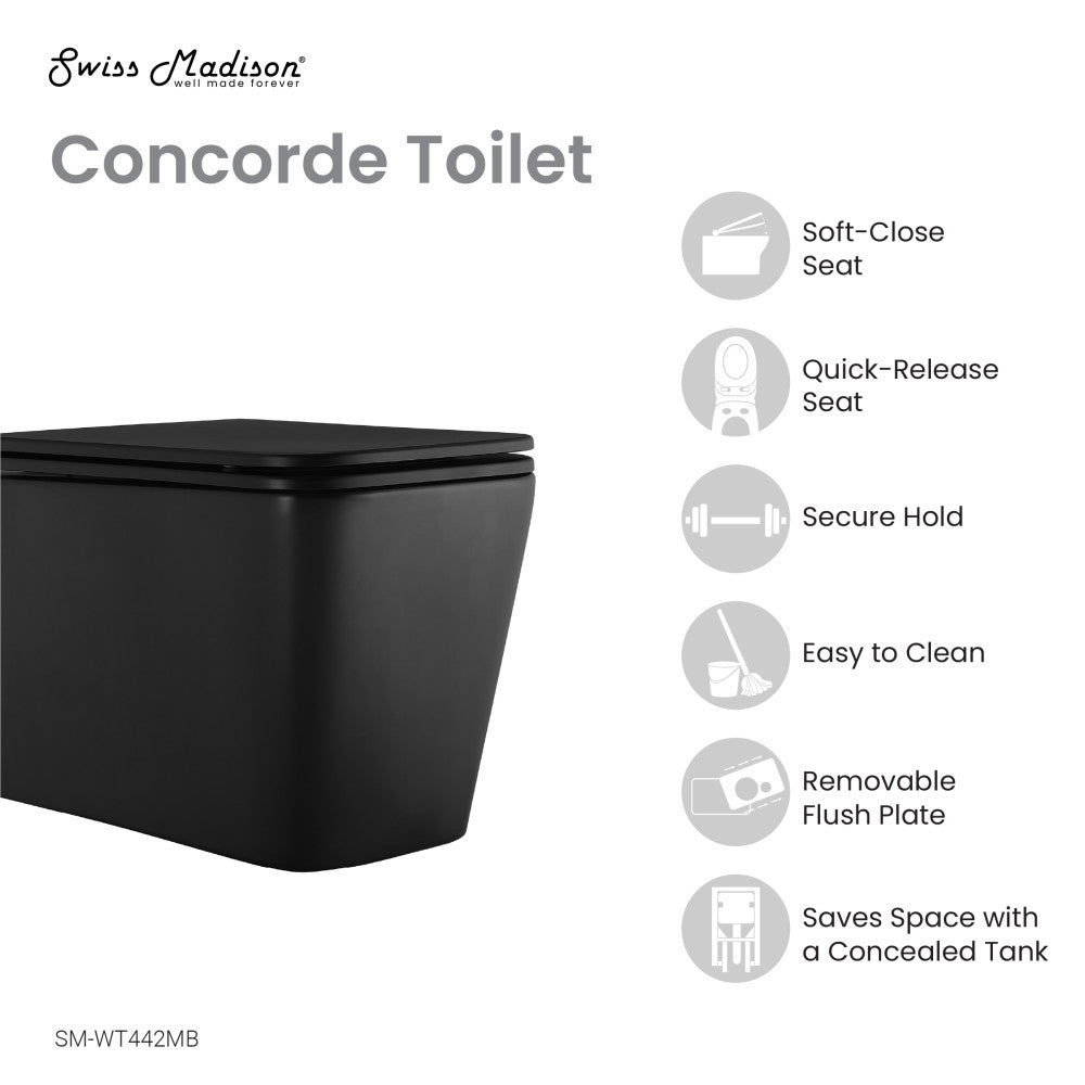 Concorde Wall Hung Toilet Bowl, Matte Black