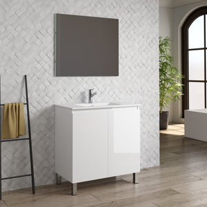 DAX Sunset Engineered Wood and Porcelain Onix Basin with Vanity, 32", White DAX-SUN013211-ONX