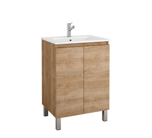 DAX Sunset Engineered Wood and Porcelain Onix Basin with Vanity, 24", Oak DAX-SUN012414-ONX