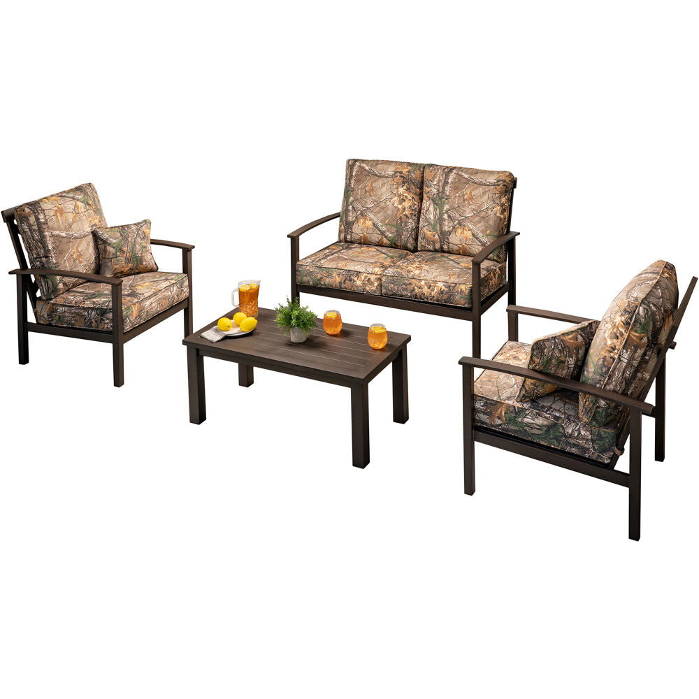 Hanover CDRNCH4PC-CMO Cedar Ranch 4pc Set: 2 Side Chairs, Loveseat, and Slat Coffee Table