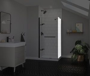 MAAX 139583-900-340-000 Reveal Sleek 71 Return Panel for 36 in. Base with Clear glass in Matte Black