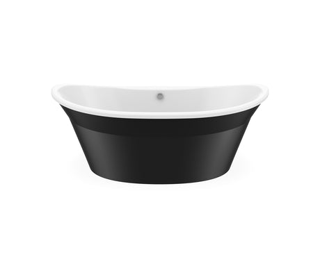 MAAX 106151-000-002-127 Orchestra 6636 AcrylX Freestanding Center Drain Bathtub in White with Black Skirt