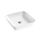 DAX Ceramic Square Bathroom Vessel Basin, White Glossy DAX-CL1468-WG