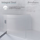 Aquatique 60 X 32 Single Threshold Shower Base With Left Hand Drain and Integral Right Hand Seat in White