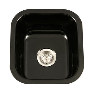 Hamat - CER-1618B-BL - Enamel Steel Undermount Bar/Prep Sink, Black