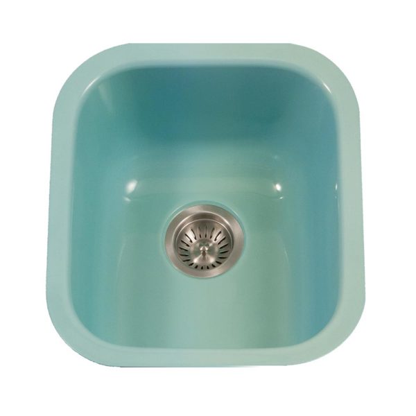 Hamat - CER-1618B-MT - Enamel Steel Undermount Bar/Prep Sink, Mint