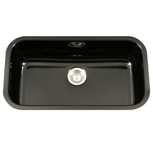 Hamat - CER-3118S-BL - Enamel Steel Undermount Large Single Bowl Kitchen Sink, Black