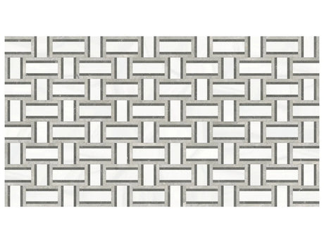 Anatolia Tile Utopio Cesto Mist Honed W/ Polished Accents Natural Stone Waterjet Mosaic 5001-0423-0 Cesto Mist - premium natural stone mosaic tile from Anatolia Tile, available at PoshHaus showroom in Keene, NH