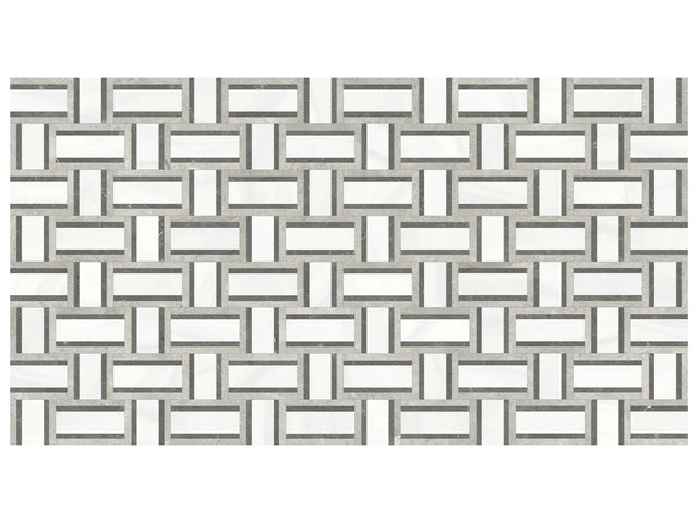 Anatolia Tile Utopio Cesto Mist Honed W/ Polished Accents Natural Stone Waterjet Mosaic 5001-0423-0 Cesto Mist - premium natural stone mosaic tile from Anatolia Tile, available at PoshHaus showroom in Keene, NH