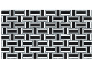 Utopio Cesto Monochromo Polished W/ Honed Accents Natural Stone Waterjet Mosaic