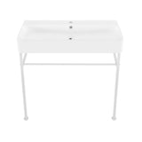 Carre 36 Ceramic Console Sink White Basin Matte White Legs