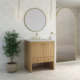 Hudson 30" Single Vanity, Light Natural Oak w/ 3 CM Lime Delight Silestone Top