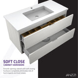 ANZZI VT-MRCT39-WH 39 in W x 20 in H x 18 in D Bath Vanity in Rich White with Cultured Marble Vanity Top in White with White Basin & Mirror