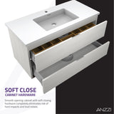 ANZZI VT-MR3CT39-WH 39 in W x 20 in H x 18 in D Bath Vanity in Rich White with Cultured Marble Vanity Top in White with White Basin & Mirror