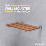 ANZZI AC-AZ202 Bohemian 18.7 in. Teak Wall Mounted Folding Shower Seat