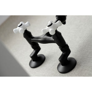 Kingston Brass KS3220PX Vintage 6" Adjustable Center Wall Mount Kitchen Faucet, Matte Black