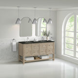 Breckenridge 60" Double Vanity, Whitewashed Oak, w/ 3 CM Phantome Eclos Top