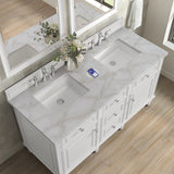 Lorelai 60" Double Vanity, Bright White w/ 3 CM Victorian Silver Silestone Top w/FreePower Wireless Charger