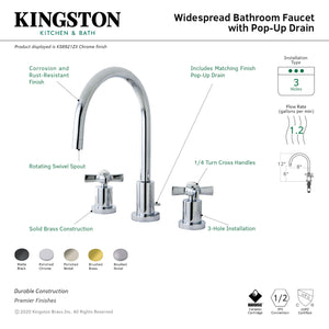 Kingston Brass KS8926ZX 8 in. Widespread Bathroom Faucet, Polished Nickel