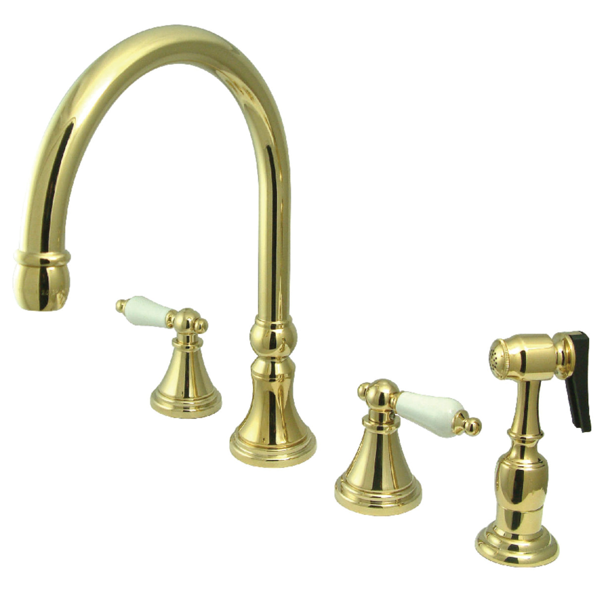 Kingston Brass KS2792PLBS Widespread Kitchen Faucet, Polished Brass