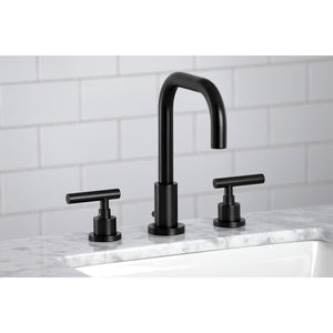 Kingston Brass FSC8930CML Manhattan Widespread Bathroom Faucet with Brass Pop-Up, Matte Black
