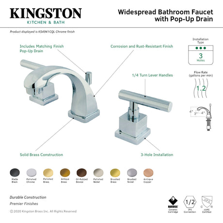 Kingston Brass KS4941CQL Claremont 8 in. Widespread Bathroom Faucet, Polished Chrome