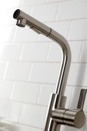 Gourmetier LS2718CTL Continental Single-Handle Kitchen Faucet with Pull-Out Sprayer, Brushed Nickel