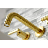 Kingston Brass KS8127CML Manhattan 2-Handle 8 in. Wall Mount Bathroom Faucet, Brushed Brass