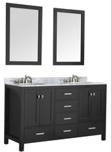 ANZZI VT-MRCT0060-BK Chateau 60 in. W x 22 in. D Bathroom Vanity Set in Black with Carrara Marble Top with White Sink