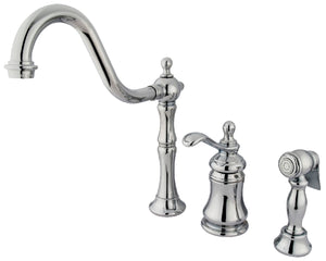 Kingston Brass KS7801TPLBS Templeton Single-Handle Widespread Kitchen Faucet with Brass Sprayer, Polished Chrome