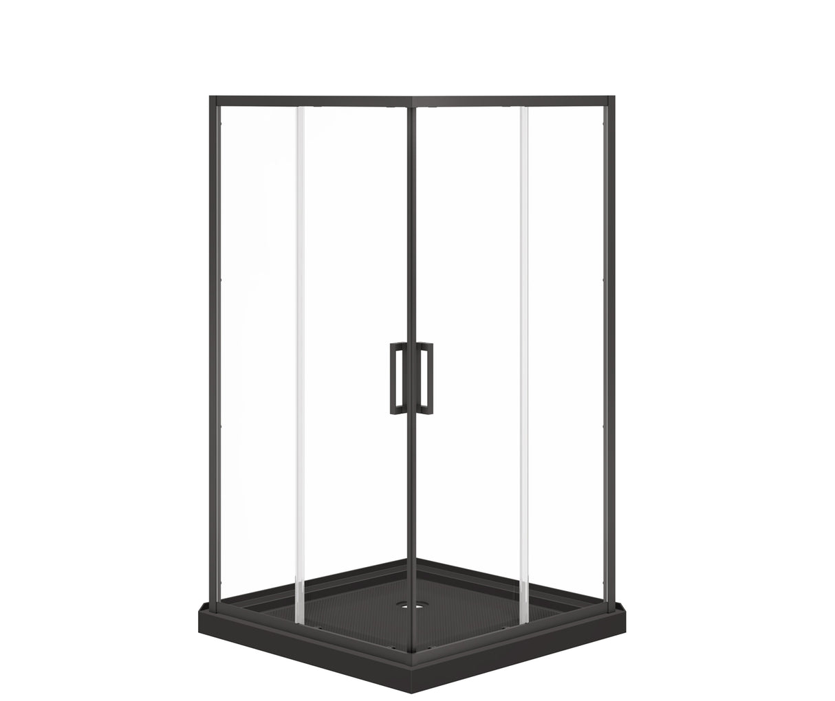 MAAX 107487-900-340-000 Scarlet 42 x 42 Acrylic Corner Drain Shower Kit in Black with Clear Glass in Matte Black