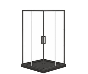 MAAX 107487-900-340-000 Scarlet 42 x 42 Acrylic Corner Drain Shower Kit in Black with Clear Glass in Matte Black