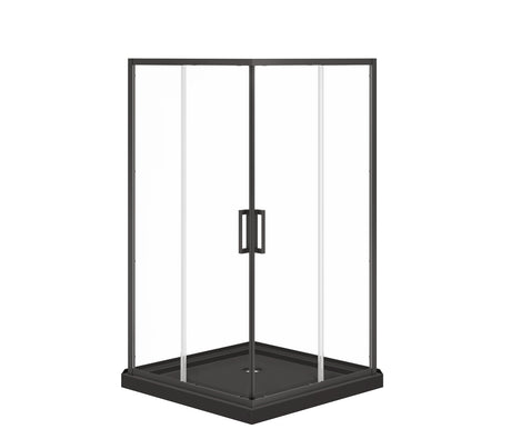 MAAX 107487-900-340-000 Scarlet 42 x 42 Acrylic Corner Drain Shower Kit in Black with Clear Glass in Matte Black